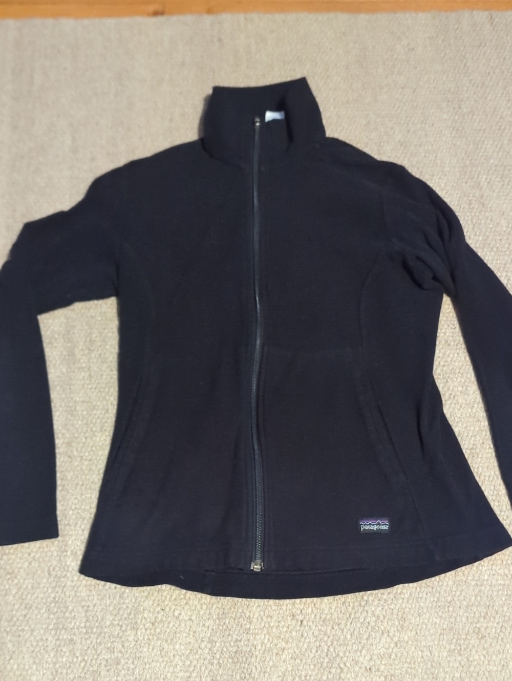 Women's Patagonia Black Polar Fleece Full Zip Size Small Black